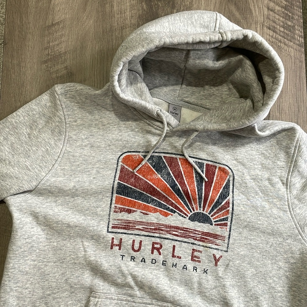 Hurley Hoodie Mens Gray Sunset Medium Fleece Pullover
